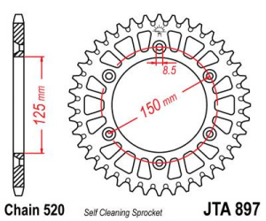Звезда ведомая алюминиевая JTA897 48ORG